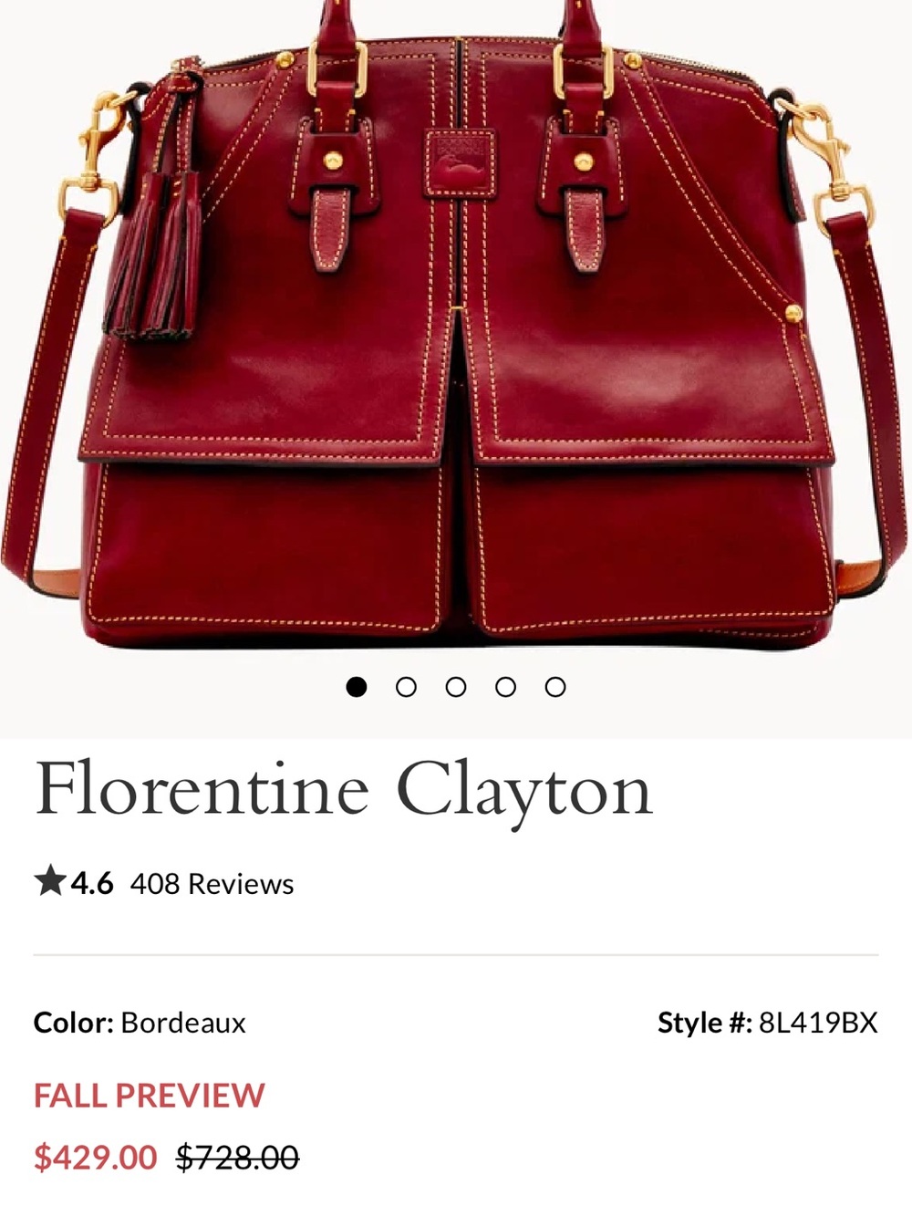 Structured Brown Leather Tote Bag with Tassel - Picture 3 of 3